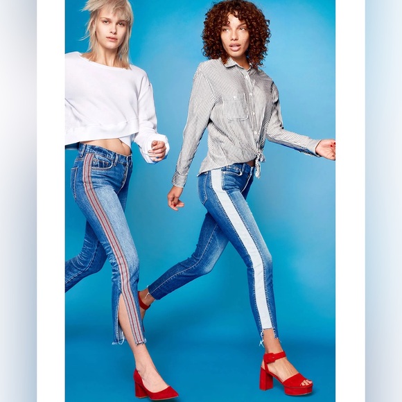 7 For All Mankind Ankle Skinny Jeans Reverse Step Side Panel Mojave Dusk Size 27 - Picture 2 of 13